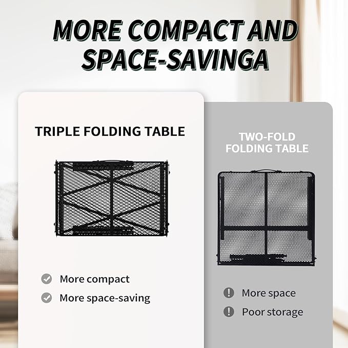 Folding Gril Table, 4x2 FT Camping Table with Mesh Desktop,Height Adjustable Folding Grill Table with Mesh Bag,Portable Outdoor for Picnic,Camping,BBQ,Beach(Black)