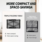 Folding Gril Table, 4x2 FT Camping Table with Mesh Desktop,Height Adjustable Folding Grill Table with Mesh Bag,Portable Outdoor for Picnic,Camping,BBQ,Beach(Black)