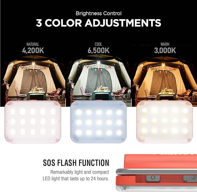 CLAYMORE Ultra Mini (Dark Gray) - Outdoor Rechargeable LED Light for Camping, Tent, Backpacking, Emergency and Industrial Use. Waterproof, Portable Lantern with USB-C, Up to 24 Hours Battery Life.