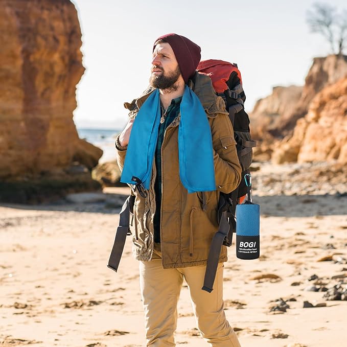 BOGI Microfiber Travel Sports Towel-Quick Dry Towel, Soft Lightweight Microfiber Camping Towel Absorbent Compact Travel Towel for Camping Gym Beach Yoga Swimming Backpacking (S:16''x32'',2Pcs-Purple)