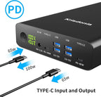 Krisdonia Portable Charger, PD 100W USB C Power Bank 64000mAh Fast Charging External Battery Pack with Dual USB-C PD (100W&65W) & 4 USB-A (QC3.0 18W) for Type-C Laptops, MacBook Pros, XPS, iPad Pro