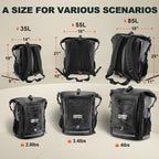 Waterproof Backpack Dry Bag 35L/55L/85L – Heavy Duty Roll-Top Hiking Backpack for Travel, Kayaking, Boating, Camping, Rafting and Fishing