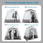 Camping Shower Tent Deluxe Changing Room Easy Set Up Privacy Shelter,Large Toilet Tent with Floor Drain Design for Beach, Camping,Hiking with Stakes and Ropes for Stability