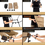 MOON LENCE High Back Folding Camping Chairs, Adjustable Height Beach Chair with Anti-Sinking Feet & Widened Seat (Khaki)