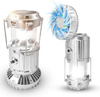 Solar Camping Lantern with Fan, Collapsible USB Rechargeable & Battery Powered Emergency Hanging Lights for Camping Tent Hurricanes Power Outages Storm Indoor Outdoor (Upgraded, 1 Pack)