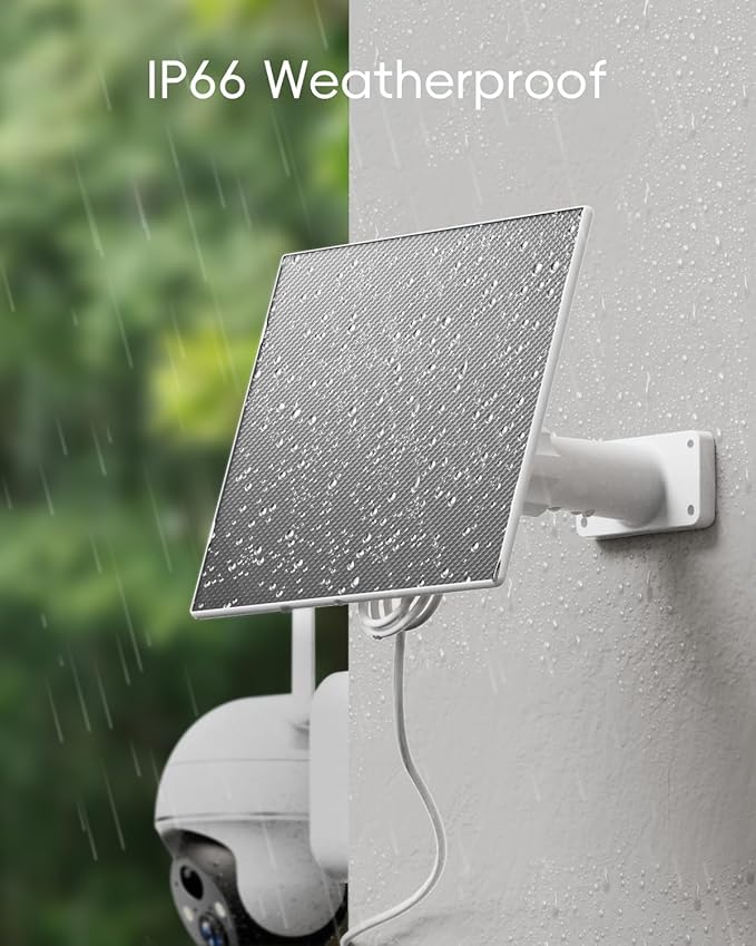 ZUMIMALL 5W Solar Panel for Security Cameras Wireless Outdoor, with Micro USB & Type-C Port, High-Efficiency Solar Power, IP66 Weatherproof, 360° Adjustable Bracket, 10ft Cable