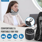 WANDER PLUS® Travel Neck Pillow, Pure Memory Foam Neck Pillow for Airplanes, Comfortable Breathable Cover, 360 Degree Support Ergonomic Design Best for Sleeping Plane Train Travel Essentials Max Black