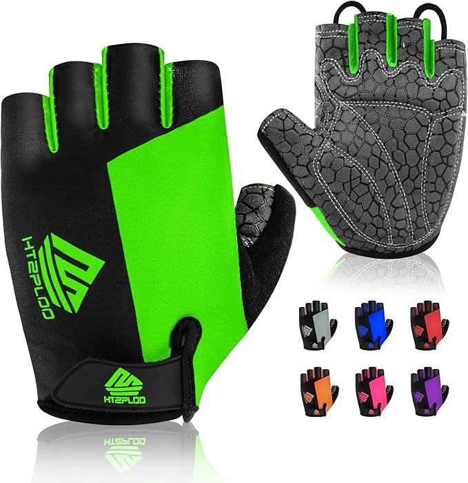 Bike Gloves for Men Women with Anti-Slip Shock-Absorbing Pad, Light Weight Half-Finger Cycling Gloves