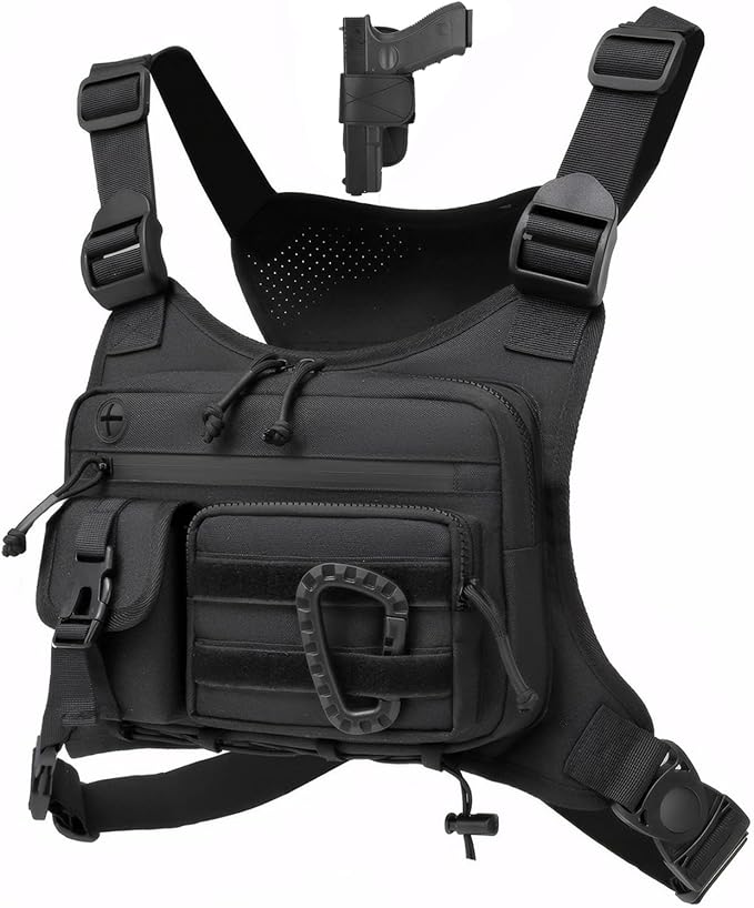 Outdoor Chest Bag For Men and Women, Tactical Vest For Running, Cycling, EDC Chest Pack Rig For Sports and Workouts