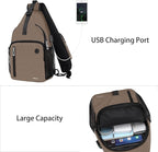 MOSISO Sling Backpack Bag, Crossbody Shoulder Bag Travel Hiking Daypack Chest Bag with Front Square Pocket&USB Charging Port
