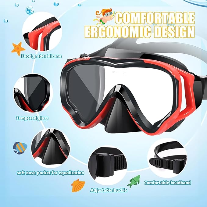 Snorkeling Set for Kids, Full Dry Snorkeling Mask Set for Adults, Anti-Fog Protection, Unisex,HD Panoramic View, Snorkeling Gear for Kids 4-14 Age