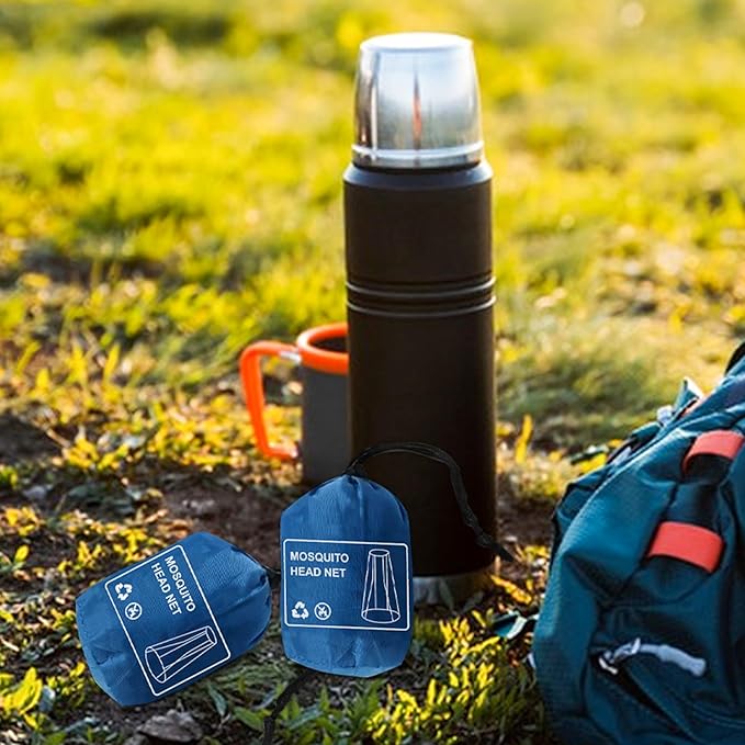 Mosquito Head Net for Insects, 4 Pack, Premium Bug Net for Head, Fly & Bug Protection | Ultra Large & Long, Finest Holes for Camping, Hiking, Fishing, Gardening, Fits All Hats for Men & Women