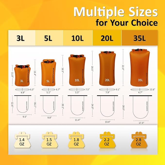 CORDURA Waterproof Dry Bag-Upgraded Tear-Resistant Roll Top Sack with Survival Whistle -Ultra-Light&Portable-Designed for High-Intensity Adventures-Keeps Gear Dry&Secure (5L/Orange)