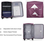 Hanke 20/24/28 Inch 3 Piece Luggage Set with Spinner Wheels Expandable Luggage Large Suitcases with Wheels Softside Checked Luggage Rolling Suitcase with Lock Lightweight Travel Luggage.(Purple)