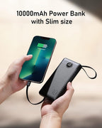 VEEKTOMX Portable Charger Built-in Cables,10000mAh Power Bank for iPhone,Fast Charge USB C Battery Pack Travel Essentials Powerbank Compatible with iPhone 17/16/15/14, Samsung S25/24, Android, etc