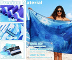 2 Pack Lightweight Thin Microfiber Beach Towel Sand Free Quick Dry Absorbent Compact Soft Pool Swim Travel Towels Extra Large Oversized Beach Accessories Packable Essentials Stuff Gifts for Adult