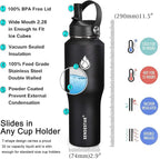 SENDESTAR Water Bottle 32oz,2 Lids(Straw lid),Wide Mouth Stainless Steel Vacuum Insulated Double Wall Keep Liquids Cold or Hot All Day,Sweat Proof Sport Design,Fit Car Cup Holder(Black)