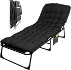 Folding Camping Cot with Mattress for Adults up to 440lbs - Heavy Duty Foldable Bed with Removable Cot Mattress and 3 Recline Positions for Travel, Camp, Beach or Guest Bed by Wakeman Outdoors (Black)