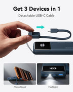 INIU Ultra Compact Portable Charger, 10000mAh 45W Fast Charging Power Bank with Detachable USB-C Cable & Stand, Flight-Safe Travel Battery Packfor iPhone, Samsung, Xiaomi, for Boys, Girls, Blue