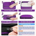 BAGAIL 4 Set/6 Set/8 Set Compression Packing Cubes Travel Accessories Expandable Packing Organizers (Cloth Pattern, 4-Purple)