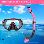 Snorkeling Gear for Adults, Adult Snorkel Mask Set Scuba Diving Dry-Top, Swimming Goggles w/Nose Cover, HD Tempered Glass Panoramic Anti-Leak Anti-Fog, Travel Snorkeling Packages Storage Bag, 2 Pack