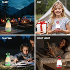 Kids Camping Lantern & Night Light Battery Powered, 360° Eye-Safe Light (AAA Included), IPX4 with RGB Modes Portable for Outdoor, Emergency , Gift for Children (Green+Red 2 Pack)