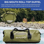 Malo'o Waterproof Dry Bag Duffel 40L/60L/100L, Roll Top Duffel Keeps Gear Dry for Kayaking, Rafting, Boating, Swimming, Camping, Hiking, Beach, Fishing - Internal & External Pockets and Molle Loops