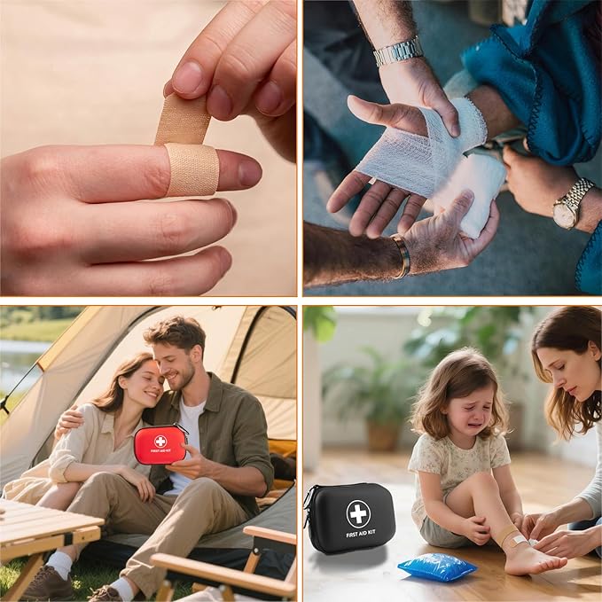 First Aid Kit 196 Piece Waterproof Hard Shell Eva Portable Survival Kit for Home, Camping, Cars, Hiking, Travel, Outdoor, Adventure Emergency Medical Kits (Red)