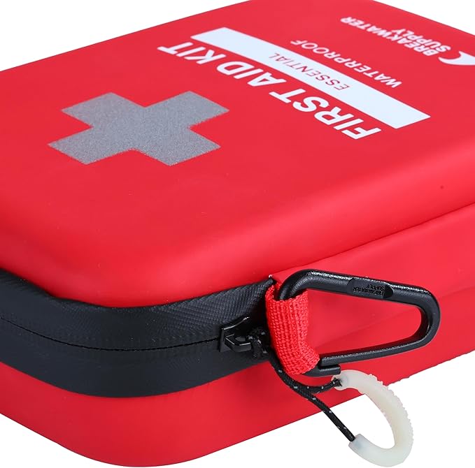 Breakwater Supply™ First Aid Kit for Car, Home, Office, Travel, Dorm, Businesses, 101 Piece HSA FSA Household & AirBNB Essentials Medical Kit & Emergency Supplies with Ice Pack + Waterproof Case Red
