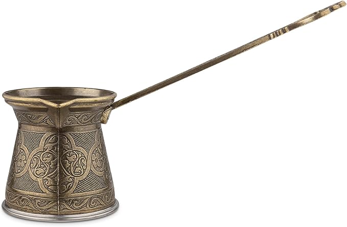 Alisveristime Authentic Turkish Coffee Pot, Handmade Cezve/Ibrik, Multiple Sizes and Colors Available - Enhance Your Coffee Experience Now! (Antique Green, 1 Cup)