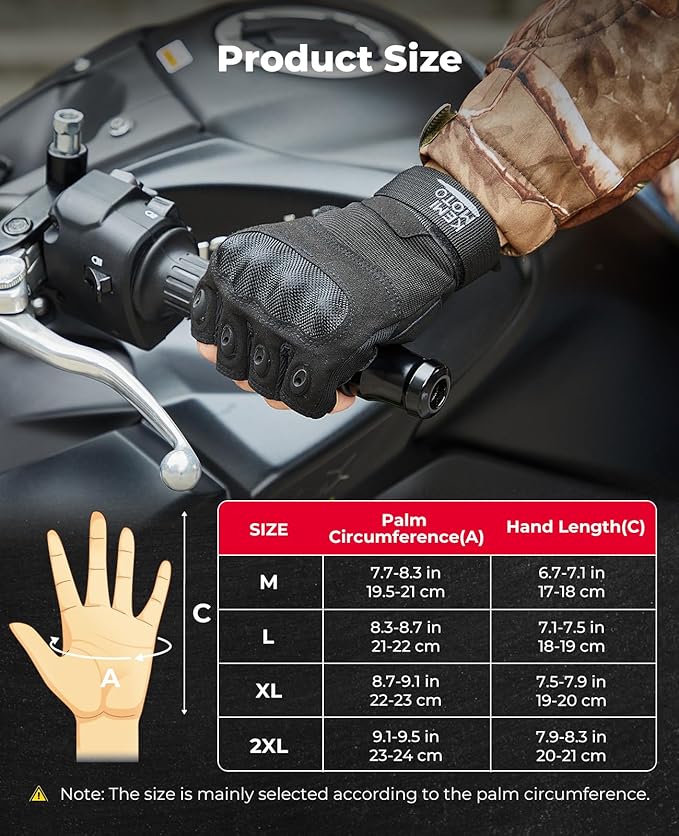 KEMIMOTO Fingerless Tactical Gloves for Men, Motorcycle Gloves for Outdoor Work Sports, Fingerless Cycling Gloves for Hunting Hiking Camping