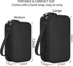 CAAORDKSO Electronics Organizer Travel Bag, Small Cable Organizer Case Waterproof Accessories Pouch, Travel Electronic Carrying Case for Cord, Charger, Phone, USB, Power Bank, Earphone (Black, Medium)