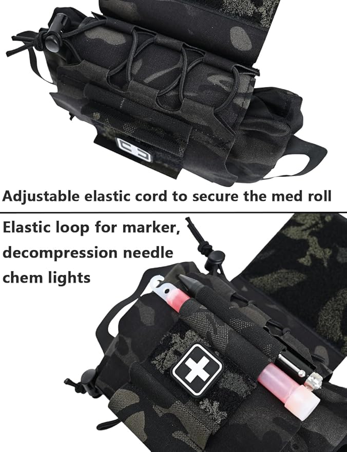 SABADO Rapid/Quick Deploy First Aid Kit Pack Tactical IFAK Pouch Two-Piece System Med Roll Carrier Hypalon Handle Outdoor Sport Hunting Bag