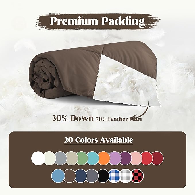 puredown® Soft Feather Down Throw Blanket Lightweight Packable Couch Throw for Indoor and Outdoor Use, 50"X70", Chocolate