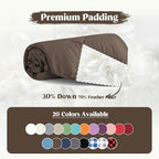 puredown® Soft Feather Down Throw Blanket Lightweight Packable Couch Throw for Indoor and Outdoor Use, 50"X70", Chocolate