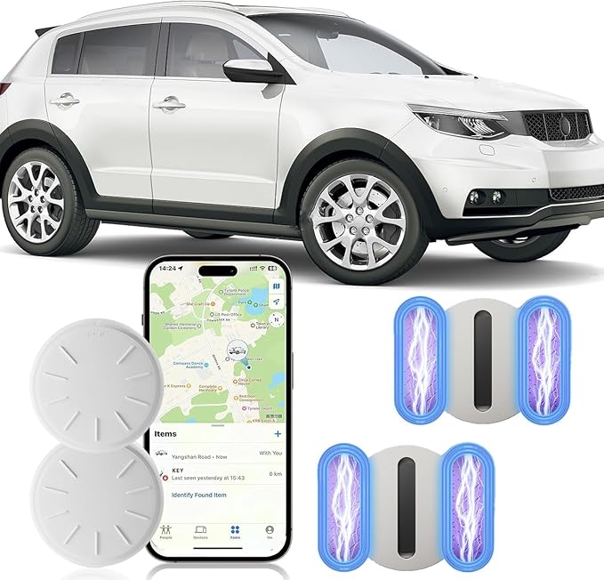 Mini GPS Tracker for Vehicles,Tracker Device for Vehicles No Subscription No Monthly Fee Car Tracker Device Hidden Magnetic Real Time Tracking for Cars (White,2PCS)