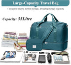 Travel Duffel Bag for Women, Carry-on Overnight Weekender Bags with Wet Pocket & Toiletry Bag, For Spirit Airlines 18x14x8 Personal Item Bag,Small,Peacock Blue