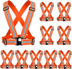 Reflective Running Vest 2-10 Pack, High Visibility Reflective Gear Night Cycling Safety Vest Strap for Men Women Kids