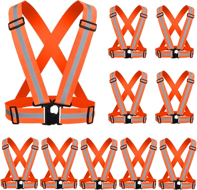 Reflective Running Vest 2-10 Pack, High Visibility Reflective Gear Night Cycling Safety Vest Strap for Men Women Kids