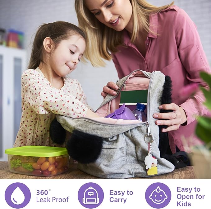 Pawtong10oz Soup Thermo for Hot Food Kids Insulated Food Jar,Thermo Hot Food Lunch Container, Width Mouth Stainless Steel Lunch Box for Kids with Spoon (Purple)