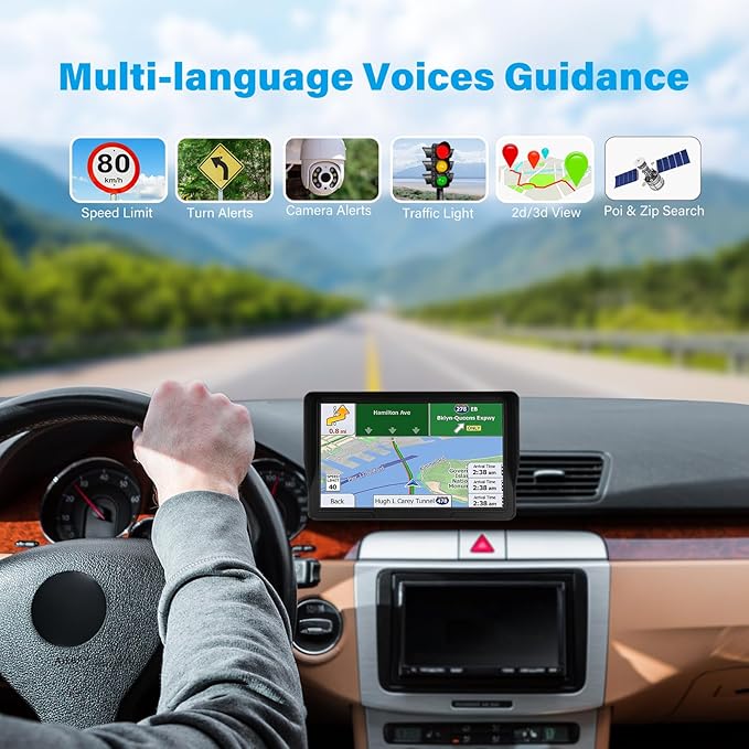 GPS Navigator for Car Truck RV - 9 Inch HD Navigation System with 2025 Maps, Free Lifetime Updates, Custom Truck Routing (Blue)
