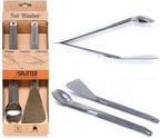 FULL WINDSOR - The Splitter Titanium Multi-Utensil Set – Compact, Lightweight Silver Spork, Tongs, Spatula & Ladle – Durable Cooking Kit for Camping, BBQ, Backpacking, Travel & Outdoor Adventures