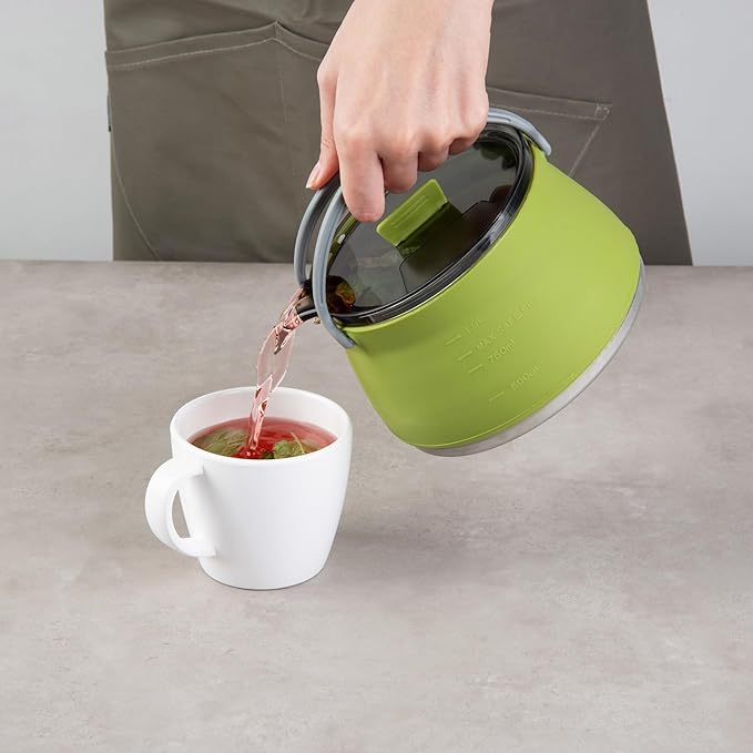 Restaurantware-Hi Tek 1 Liter Collapsible Camping Kettle, 20 Portable Cook Pots - With Perforated Lid, Stainless Steel Bottom, Silicone Camping Coffee Pots, With High Heat Nylon Handles, For Travel