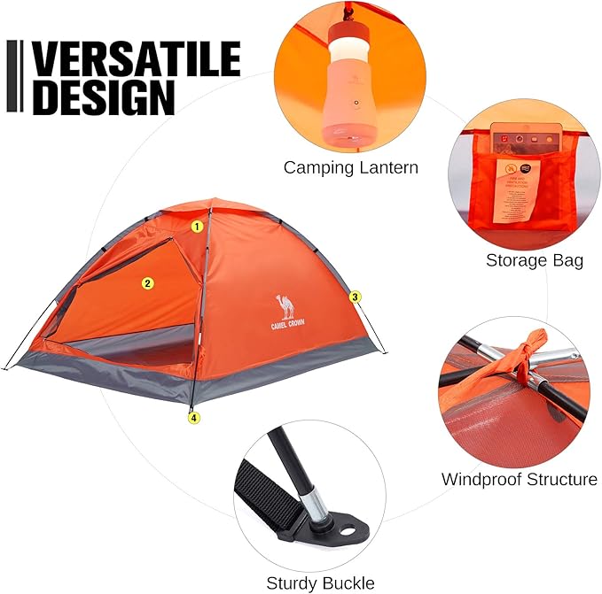 CAMEL CROWN Tents for Camping 2/3/4/5 Person Camping Dome Tent, Waterproof,Spacious, Lightweight Portable Backpacking Tent for Outdoor Camping/Hiking
