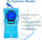 Tactical Hydration Backpack 2L Water Bladder - Lightweight Durable Pack for Hiking, Running, Outdoor Adventures, Adjustable Straps & Leak-Proof Design