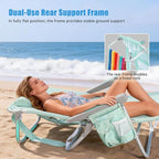 SUNNYFEEL Low Beach Chair, 5-Position Lay Flat Reclining, Backpack Portable Folding Chair with Cooler Bag & Cup Holder, Heavy Duty 350 LBS, Compact for Beach, Camping, Travel