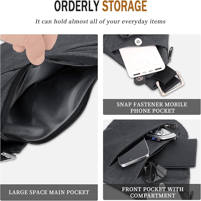 Anti Theft Crossbody Travel Bag for Women Men,Multi-pocket Crossbody Bag,Slim Sling Bag with Adjustable Strap