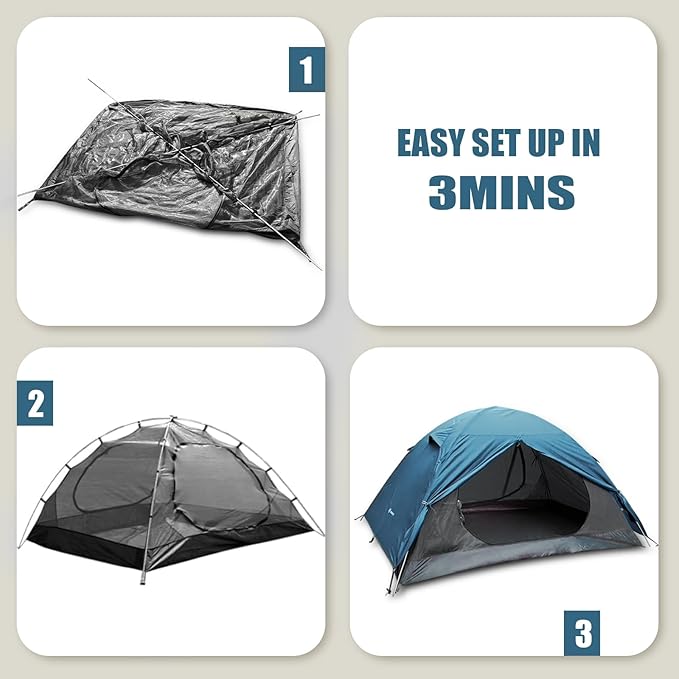 Backpacking Tent for Camping 2/3/4 Person Hiking Ultralight Tent for Waterproof Windproof Outdoor Tents Easy Setup Two Doors Double Layer Lightweight Instant Tents