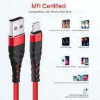 [Apple MFi Certified] iPhone Charger 6ft, Lightning Cable 6 Foot,2 Pack Long Durable Braided,6 feet Nylon Metal Connector Phone Charging Cord Compatible with iPhone X/XS Max/XR/8 Plus/7/6/5/SE, iPad