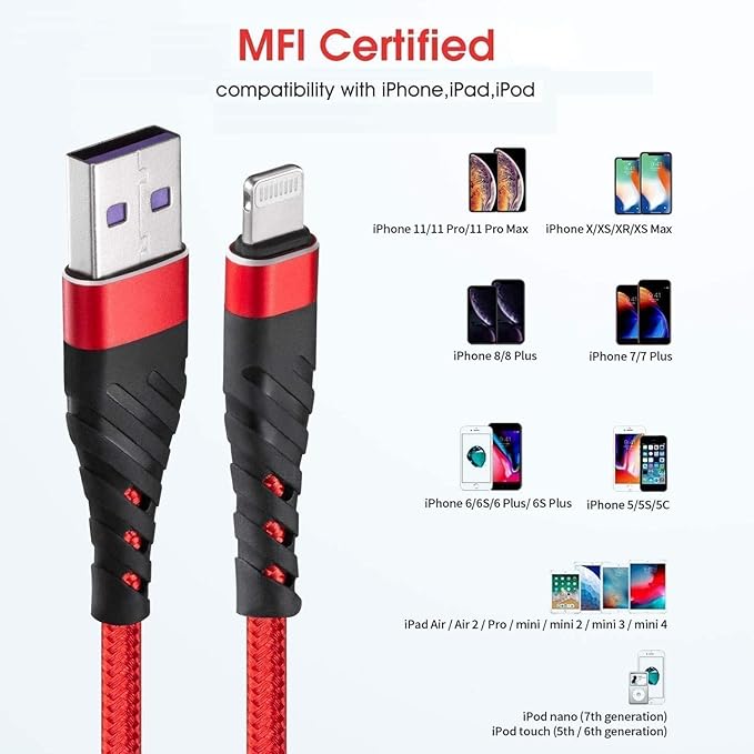 iPhone Charger Cable 3ft for [Apple MFi Certified],(2 Pack) CyvenSmart 3 Foot Lightning Cable Fast Charging Cord 3 Feet for iPhone 12 11 Pro X XS Max XR/8 Plus/7 Plus/6/6s Plus/5s /5c/iPad